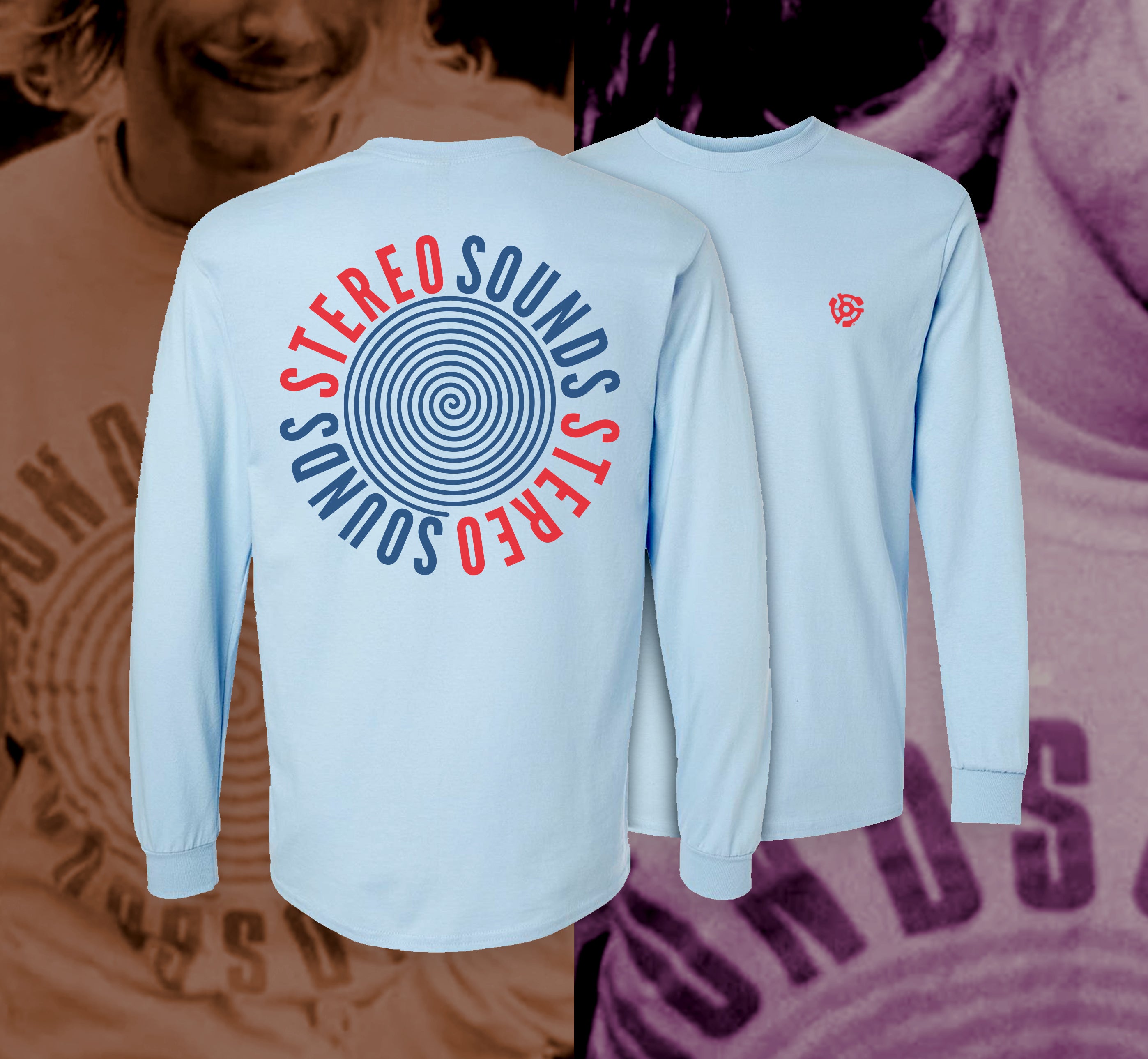 Stereo Sounds Spiral Long Sleeve Tee - Light Blue