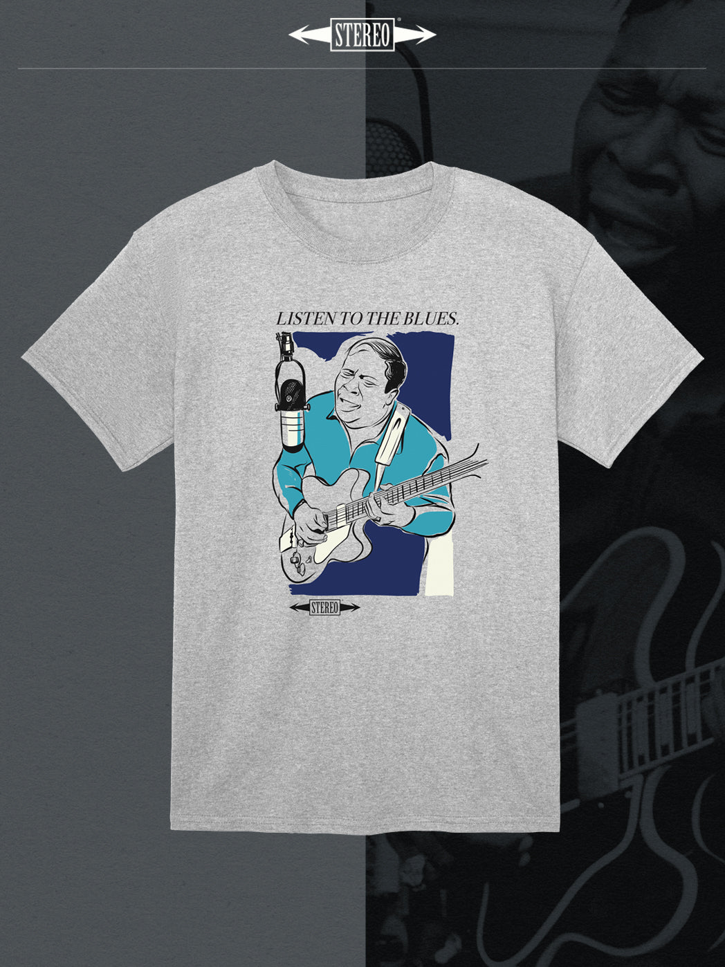 Listen To The Blues Tee• Heather Grey