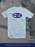 Stereo Sounds "Oval" 1992 REISSUE Tee: Light Blue/Navy