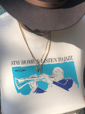 Stay Home & Listen To Jazz Creme Tee