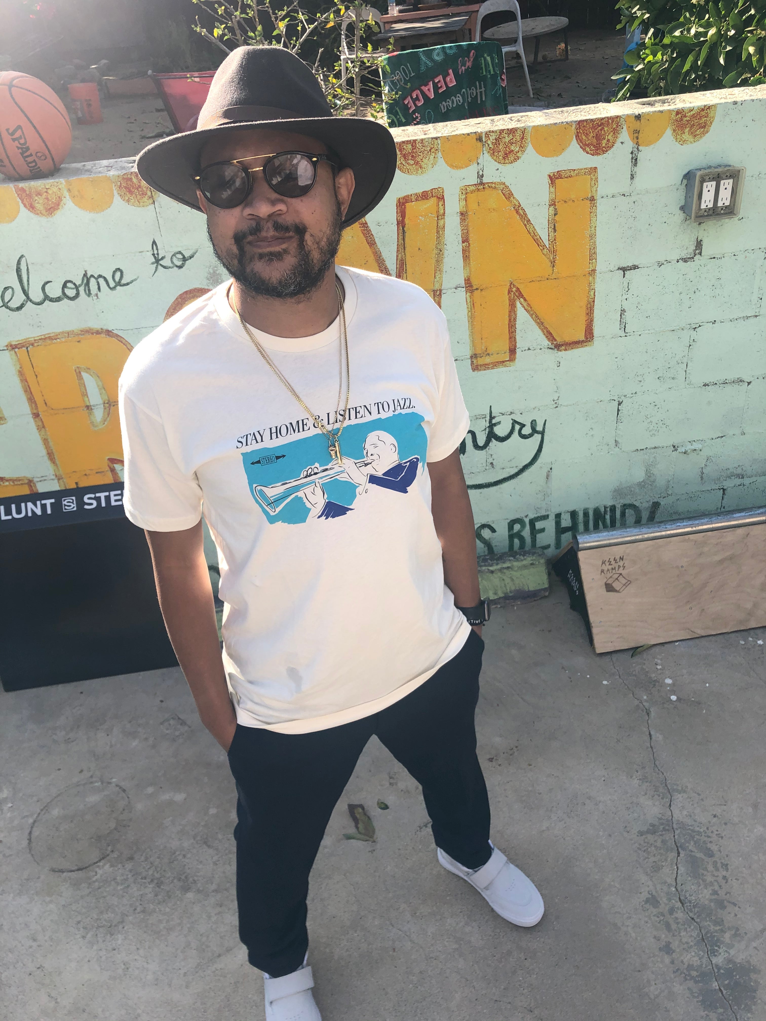 Stay Home & Listen To Jazz Creme Tee