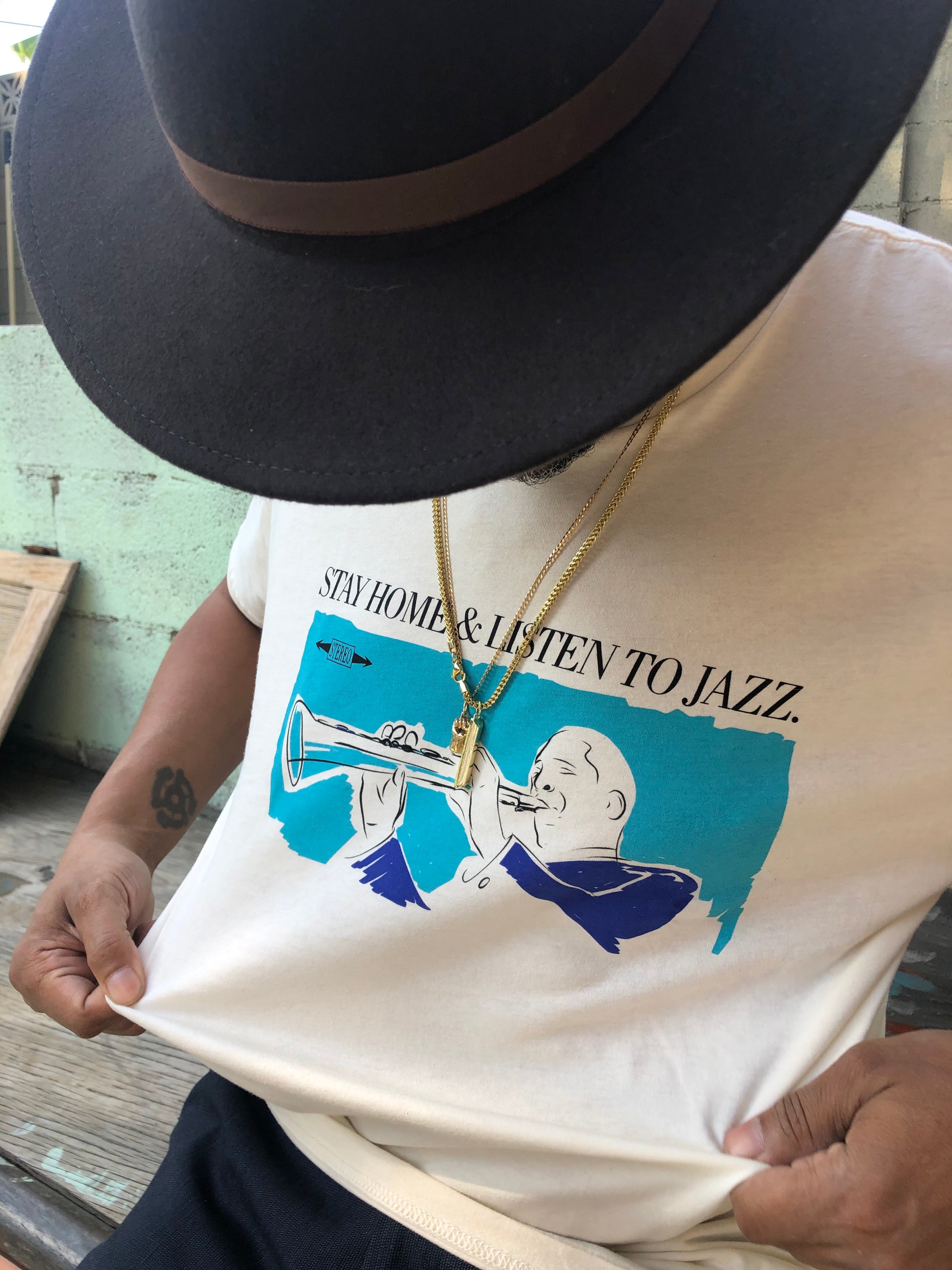 Stay Home & Listen To Jazz Creme Tee